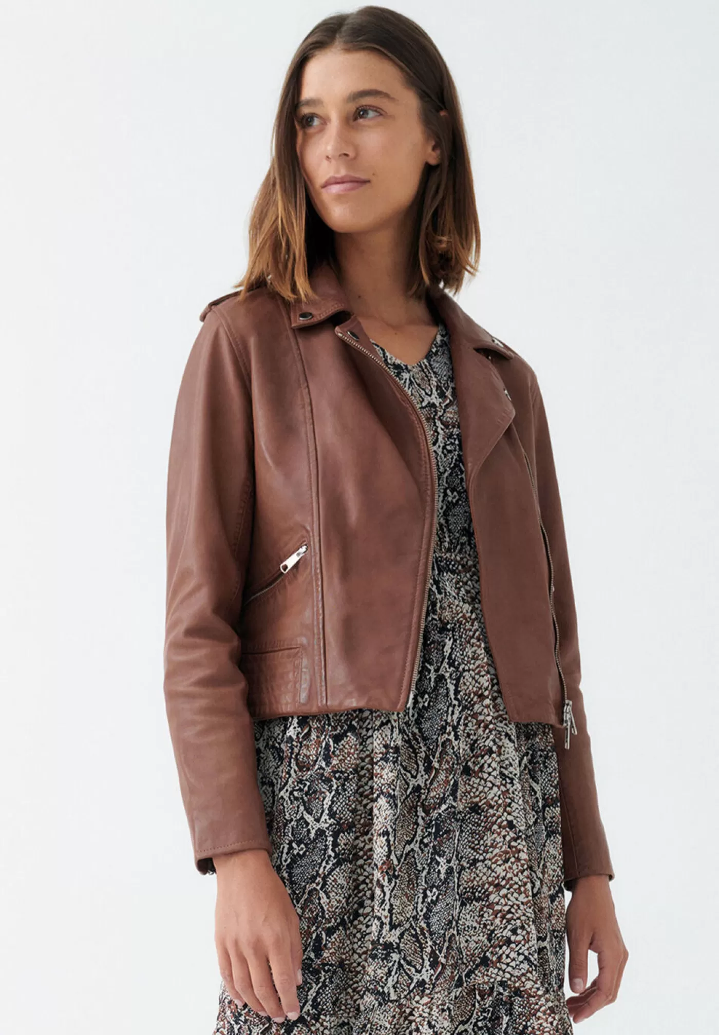 Online MORE&MORE Biker-Lederjacke, hazel brown, Herbst-Kollektion braun