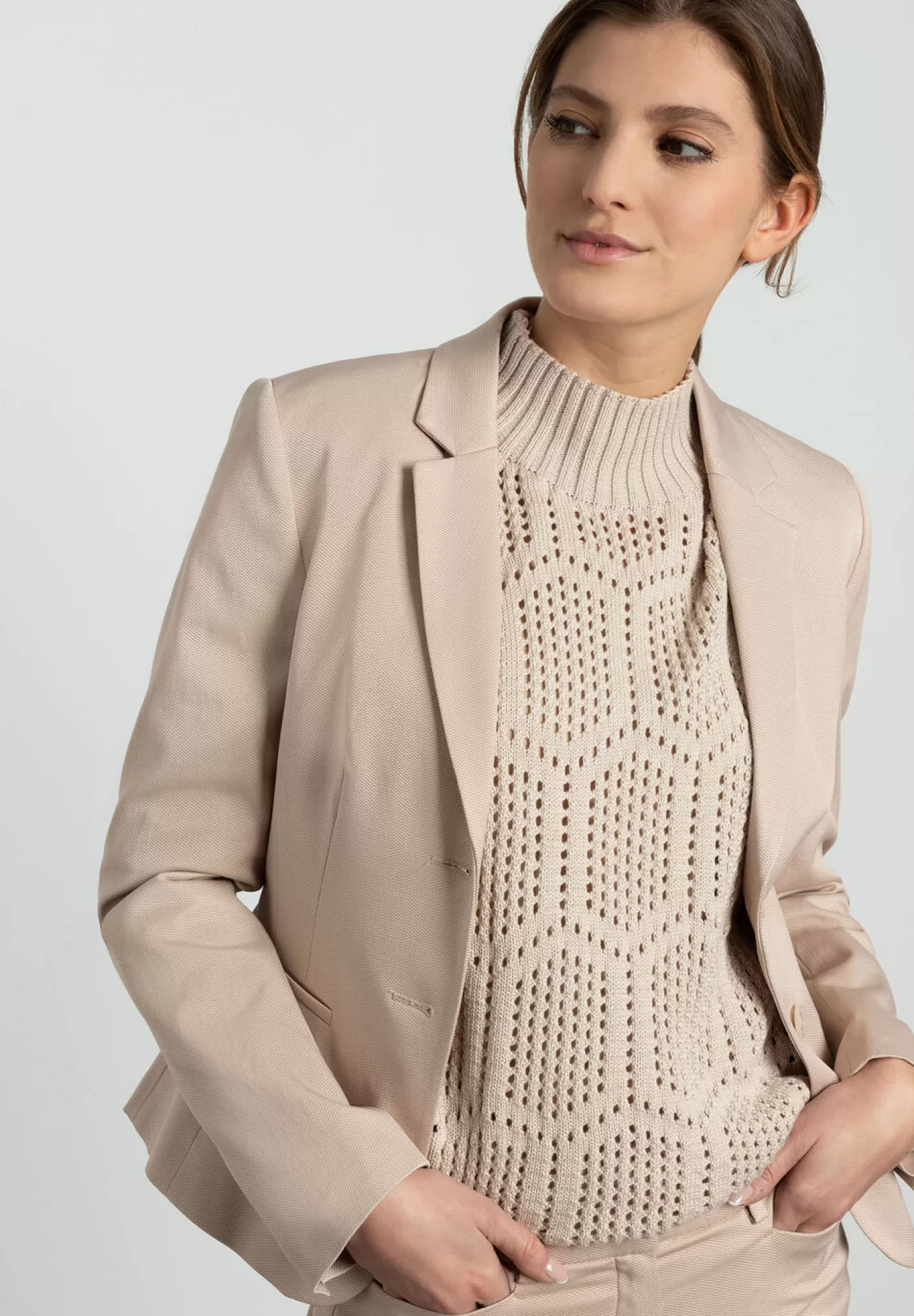 Discount MORE&MORE Blazer mit feiner Struktur, , Frühjahrs-Kollektion beige