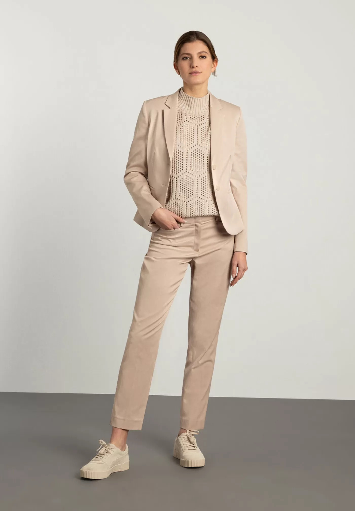 Discount MORE&MORE Blazer mit feiner Struktur, , Frühjahrs-Kollektion beige