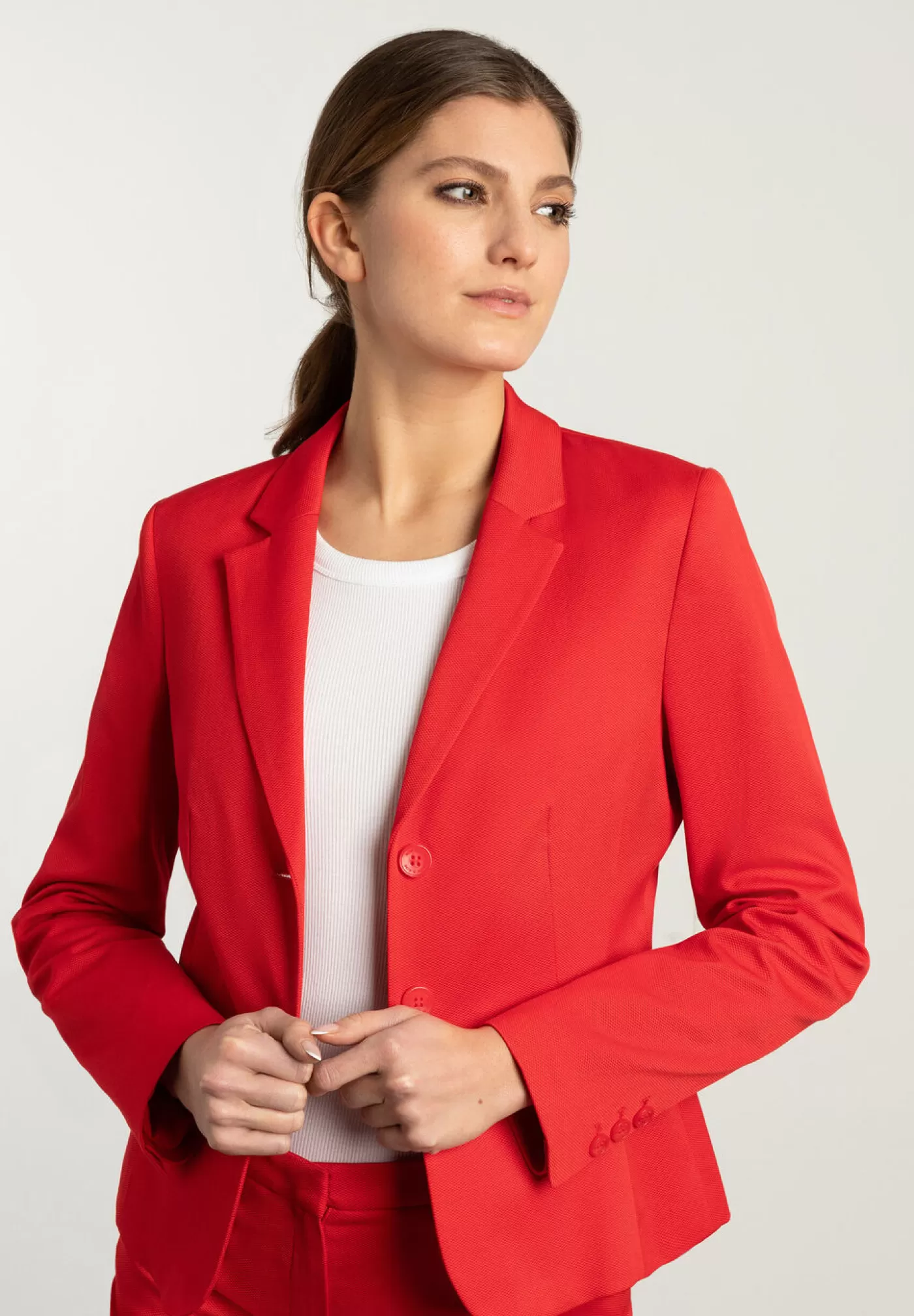 Fashion MORE&MORE Blazer mit feiner Struktur, , Frühjahrs-Kollektion rot