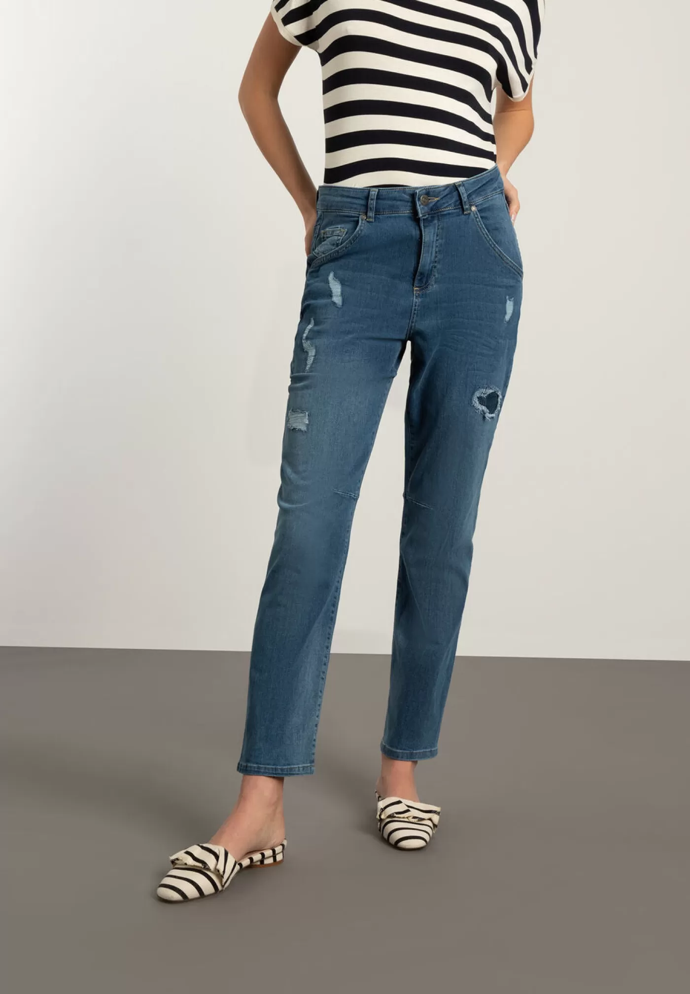 Clearance MORE&MORE Boyfriend Jeans mit Destroyed Effekten, Frühjahrs-Kollektion denim