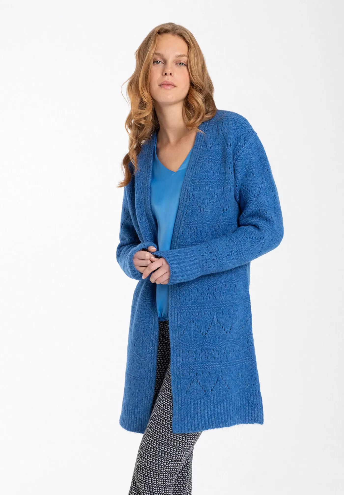 Best Sale MORE&MORE Cardigan mit Lochstrickmuster, , Winter-Kollektion blau