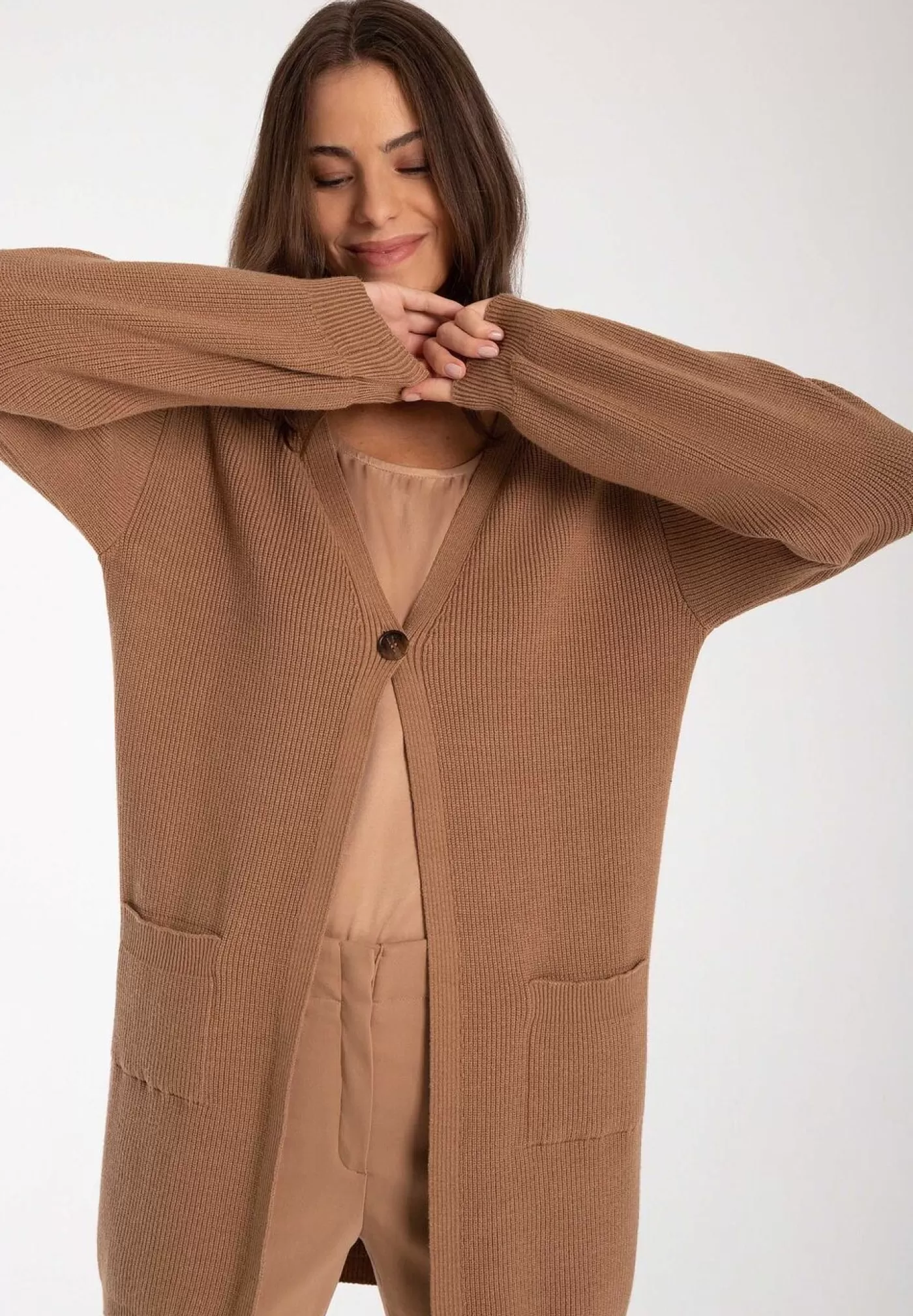 Hot MORE&MORE Cardigan, warm camel, Herbst-Kollektion beige