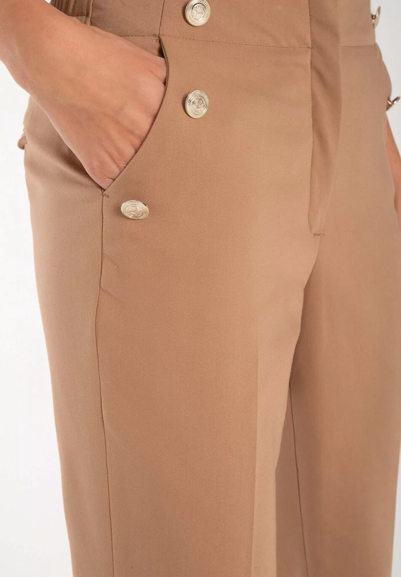 Clearance MORE&MORE Hose mit Zierknöpfen, warm camel, Herbst-Kollektion beige