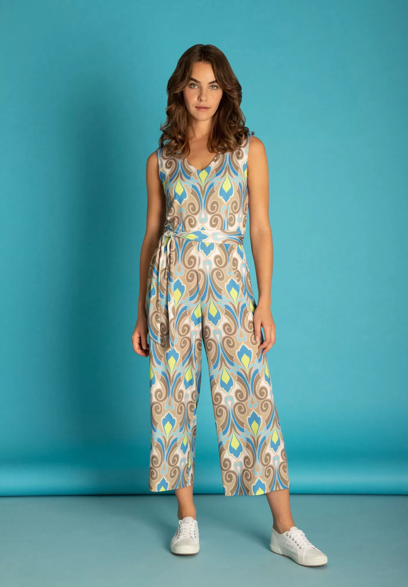 Flash Sale MORE&MORE Jersey Jumpsuit, Ornament-Print, lime/khaki/blau gruen