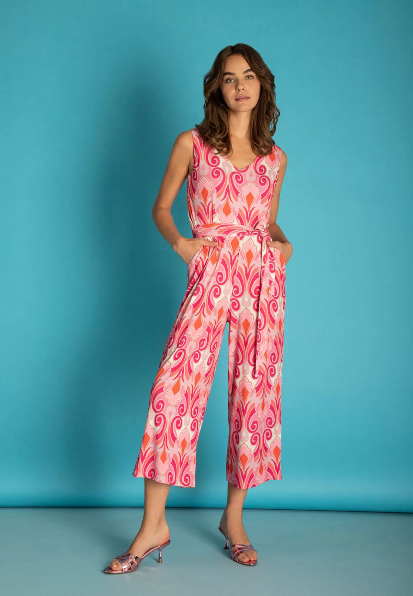 Store MORE&MORE Jersey Jumpsuit, Ornament-Print, rosa/rot/ pink