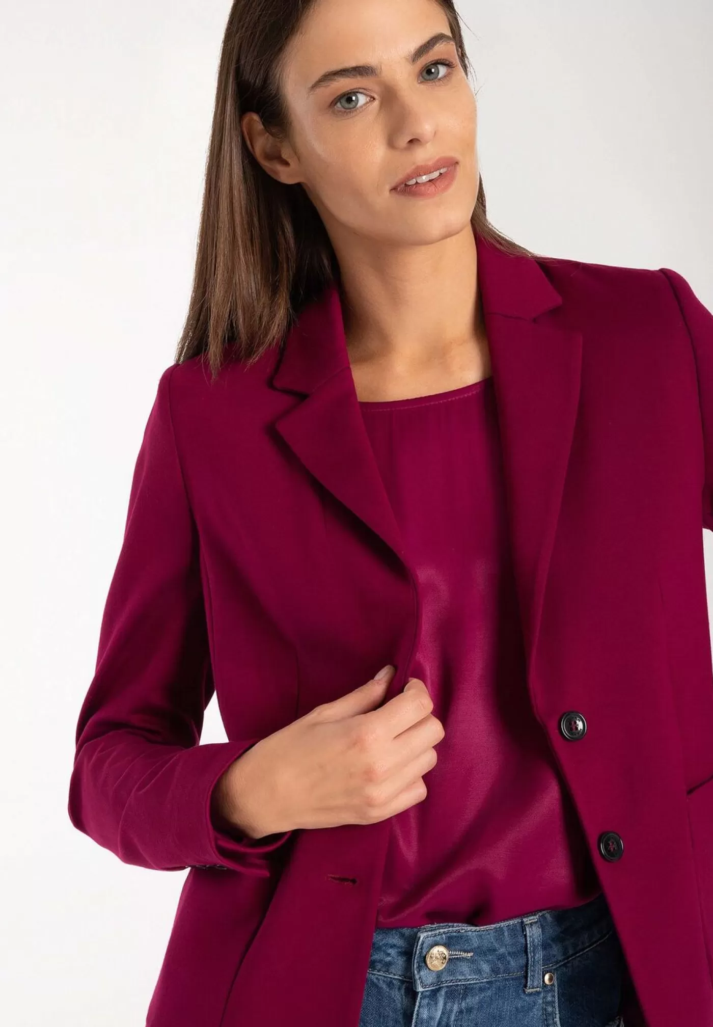 Best Sale MORE&MORE Jerseyblazer, dark orchid, Herbst-Kollektion pink