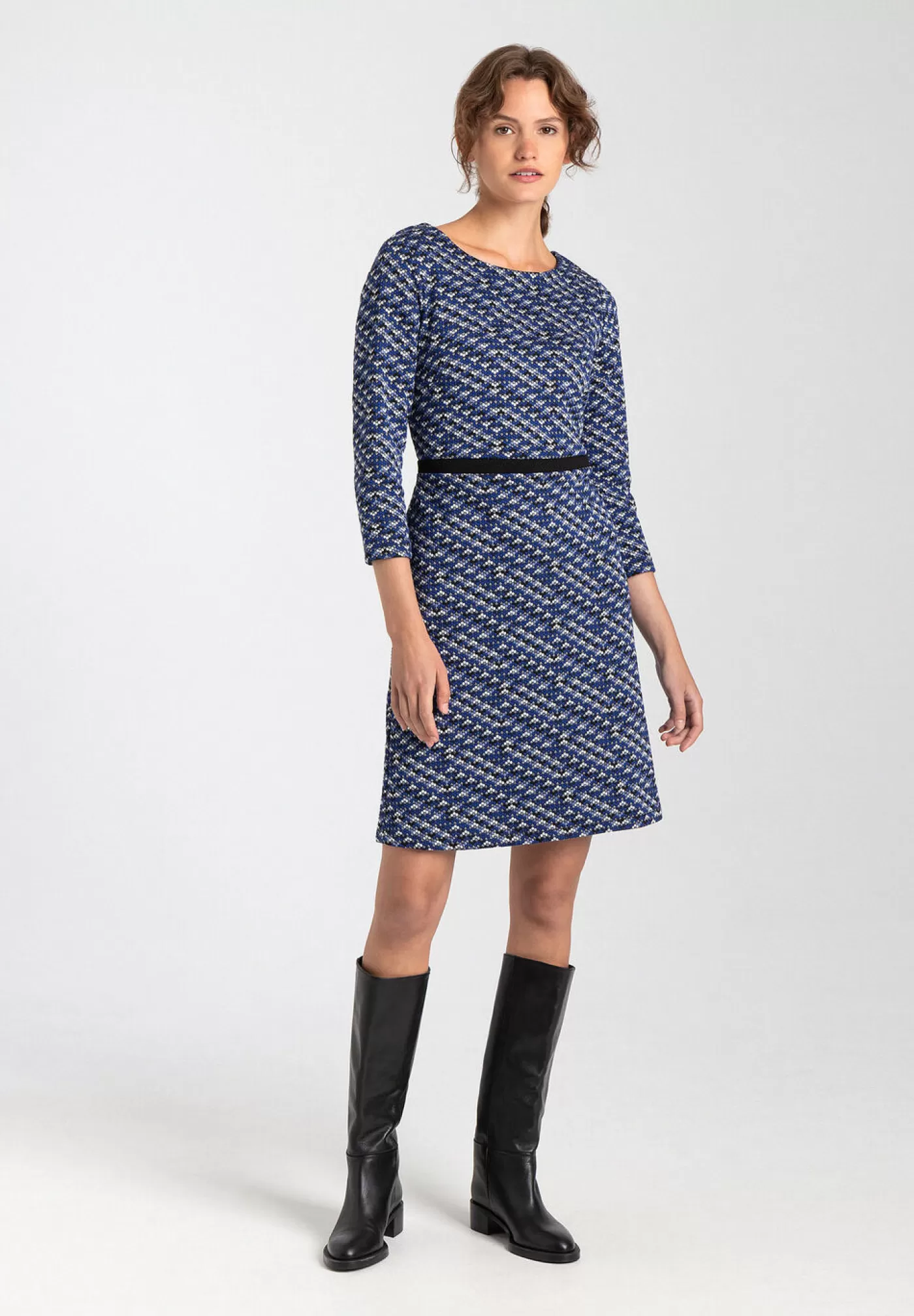 Best MORE&MORE Jerseykleid mit Jacquardmuster, Herbst-Kollektion blau