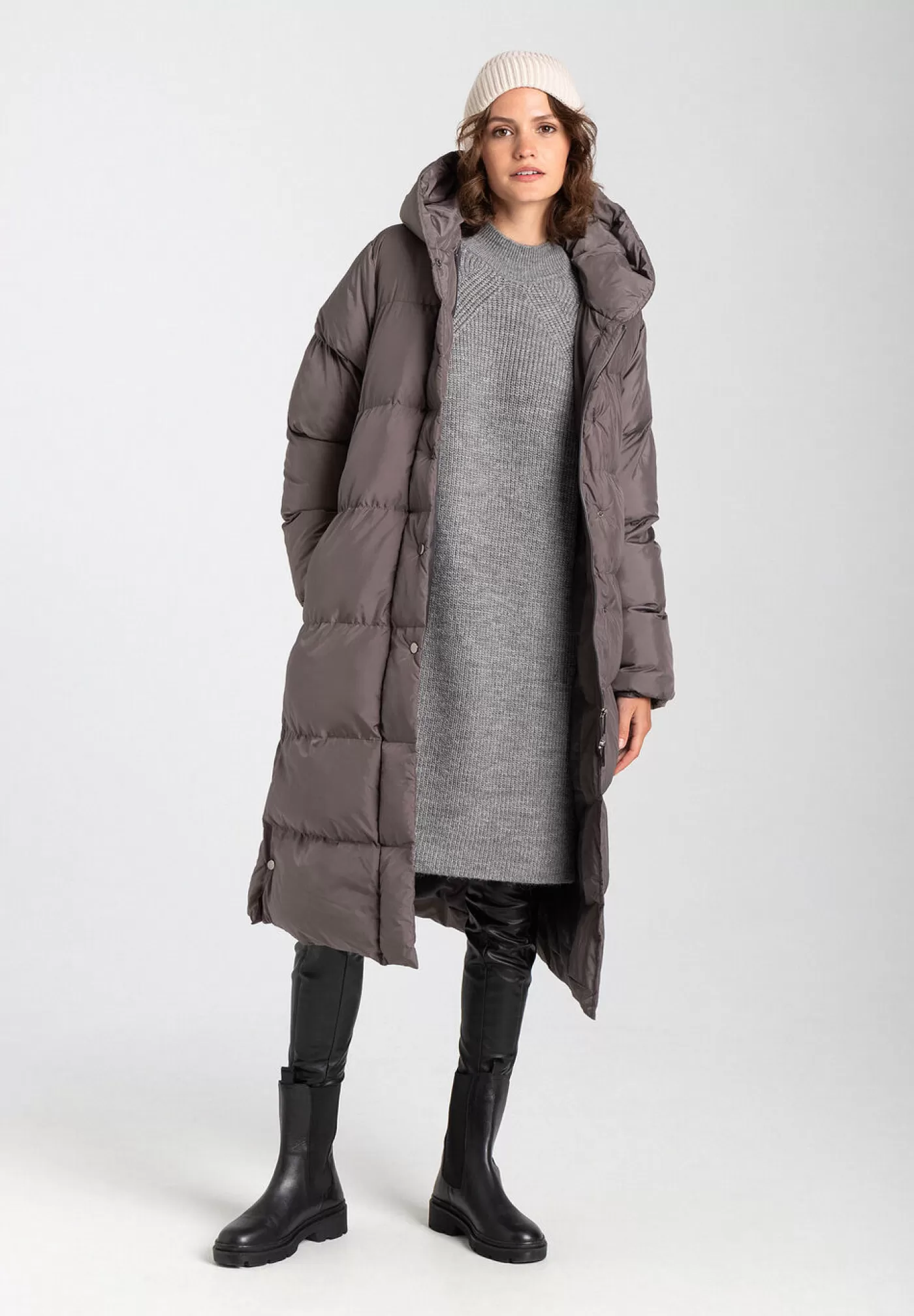 Fashion MORE&MORE langer Steppmantel, , Winter-Kollektion grau