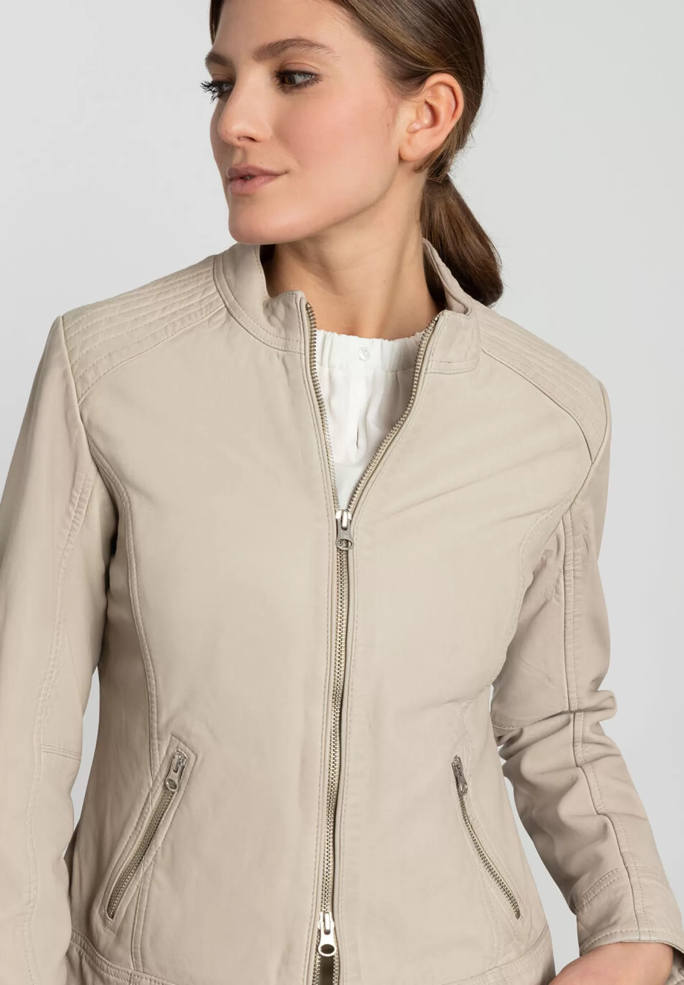 New MORE&MORE Lederjacke, almond, Frühjahrs-Kollektion ecru