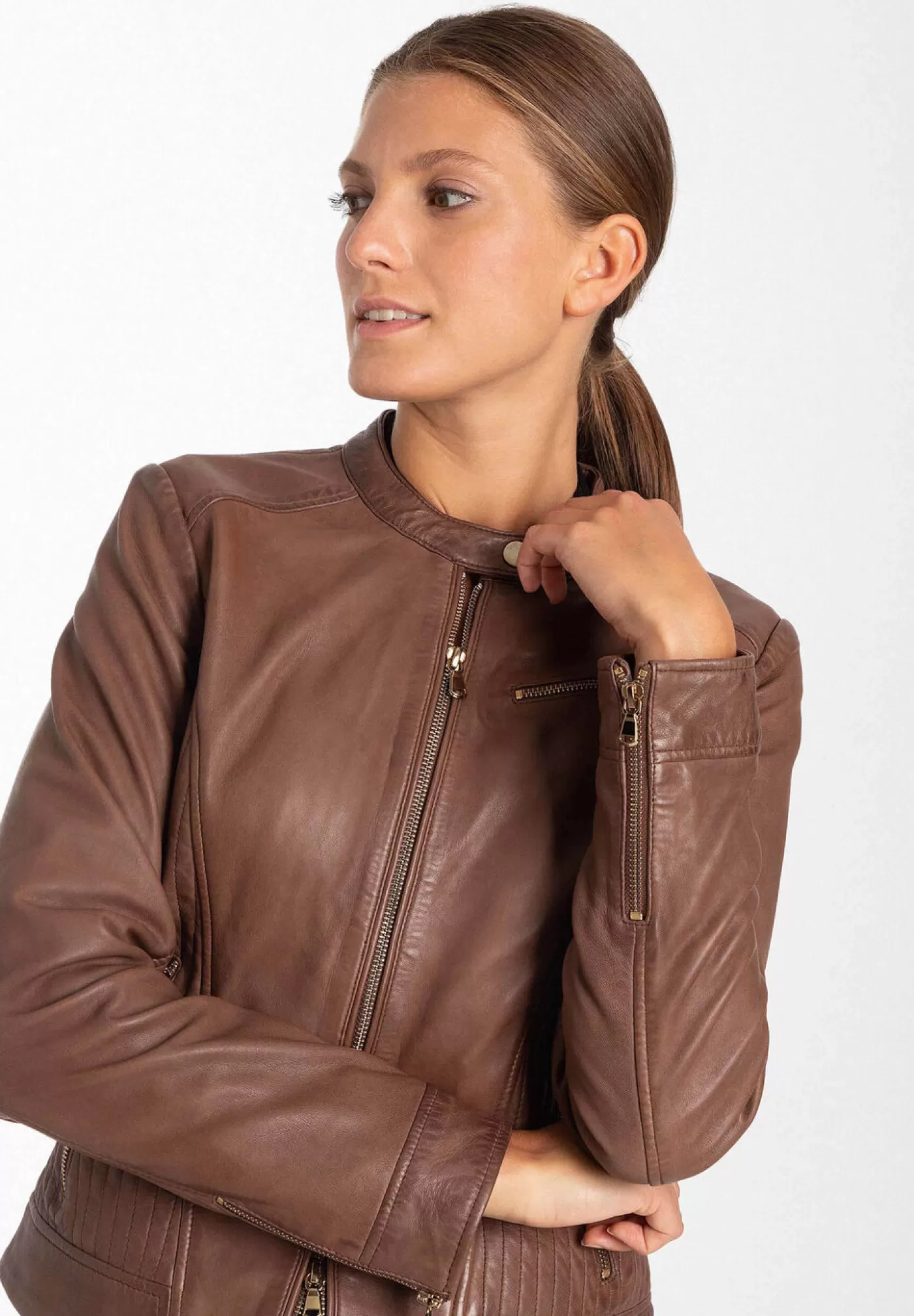 Online MORE&MORE Lederjacke, , Herbst-Kollektion braun