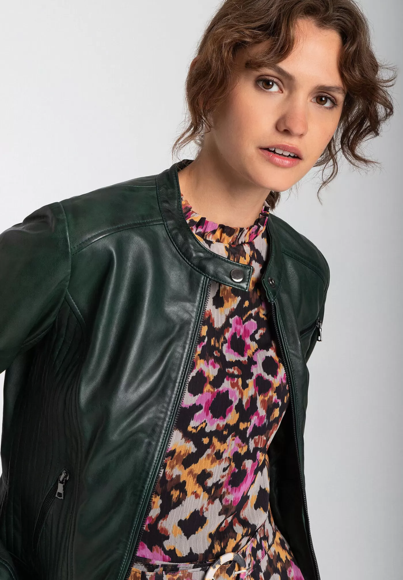 Shop MORE&MORE Lederjacke, dark forest, Herbst-Kollektion gruen