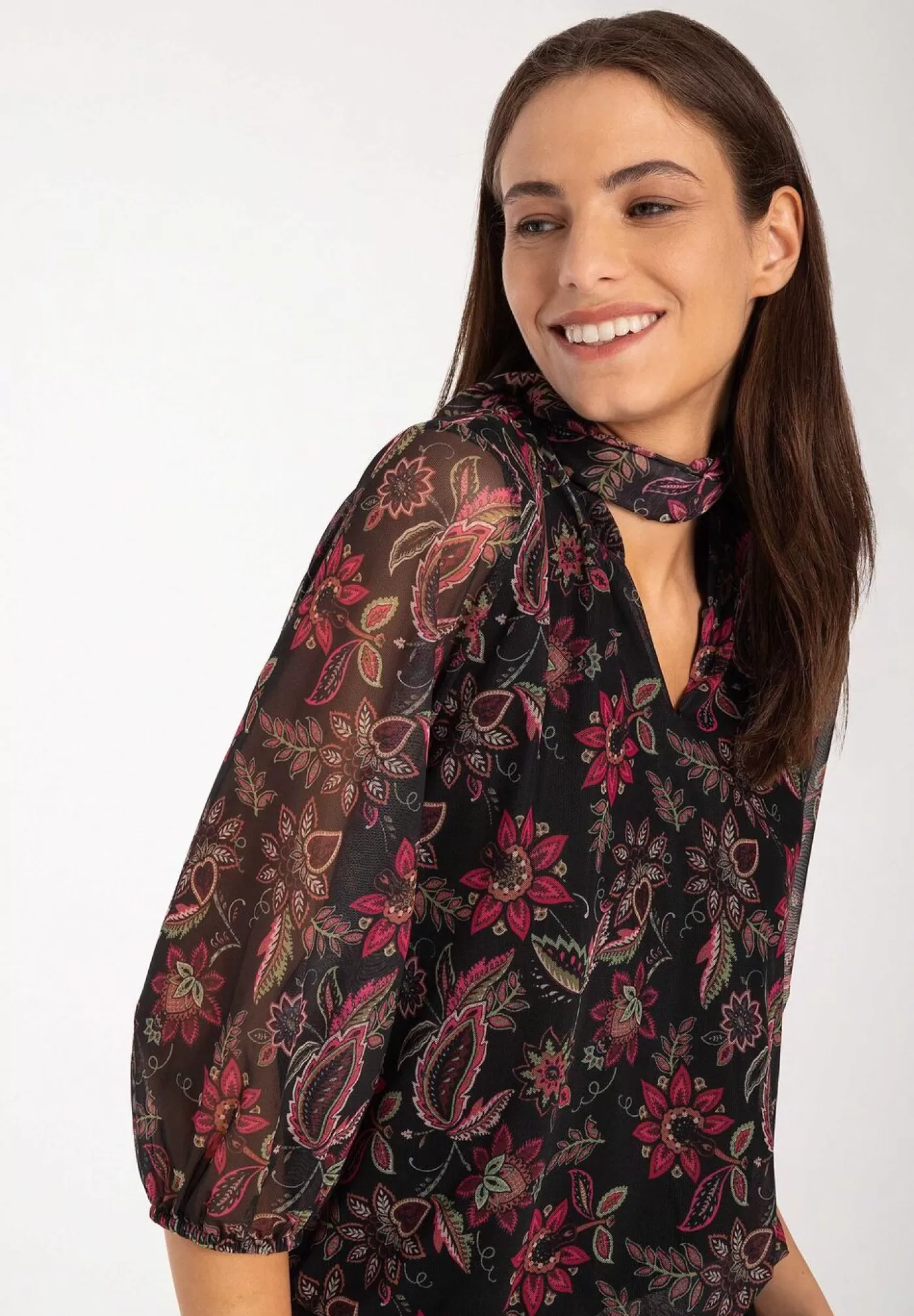 Cheap MORE&MORE Meshshirt, Paisley Flower Print, Herbst-Kollektion schwarz