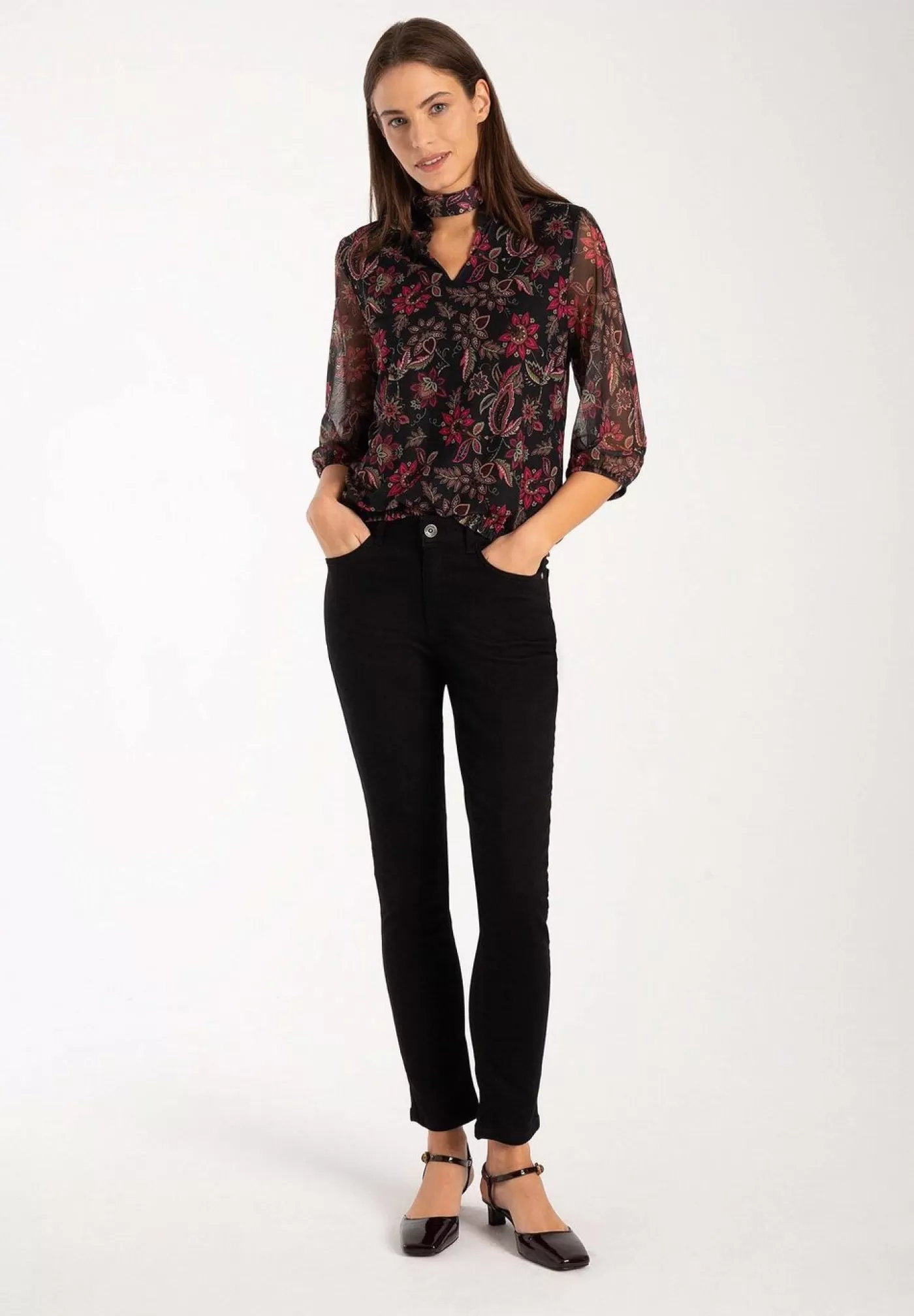 Cheap MORE&MORE Meshshirt, Paisley Flower Print, Herbst-Kollektion schwarz