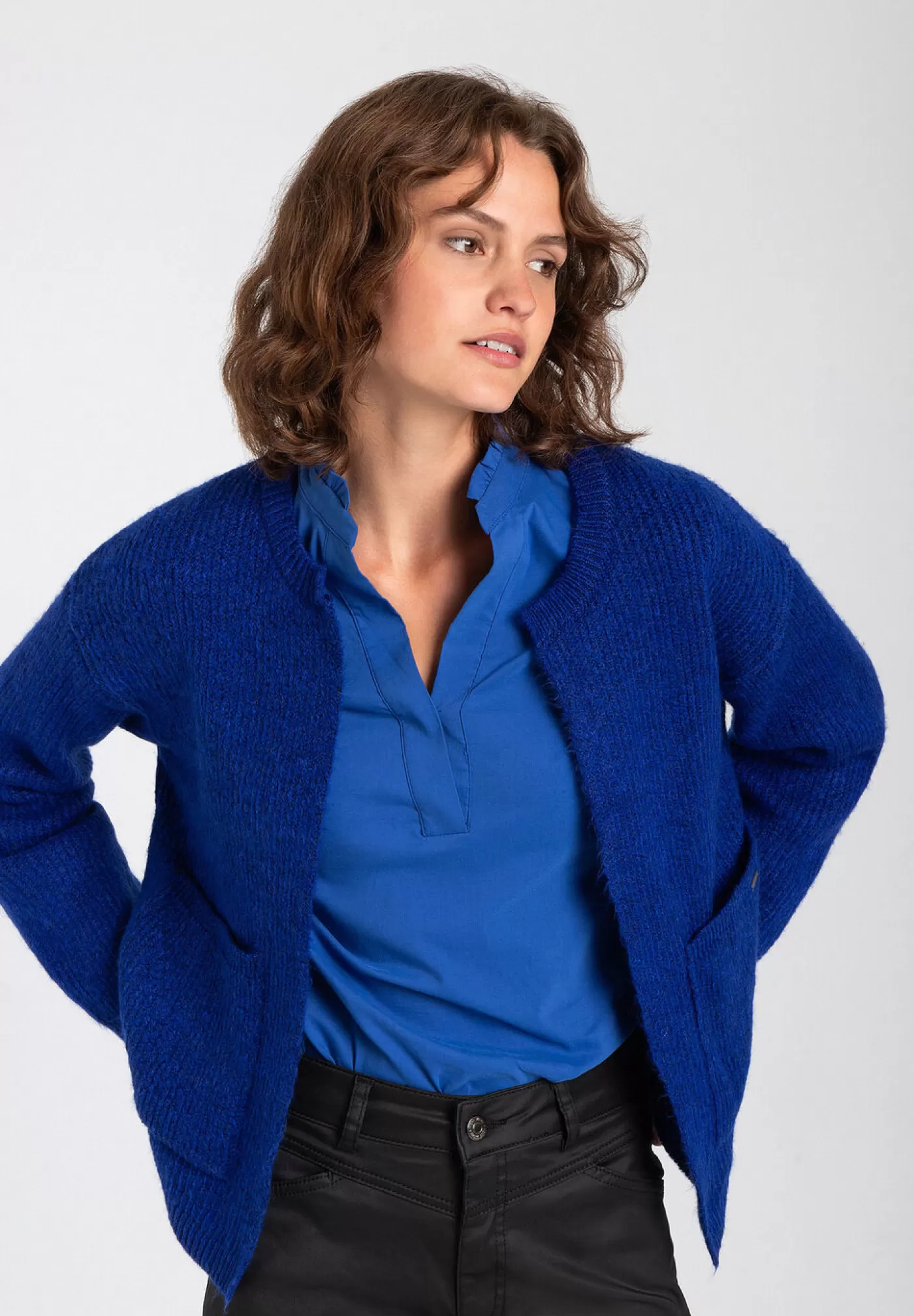 Online MORE&MORE Rippen-Strickjacke, deep blue, Herbst-Kollektion blau