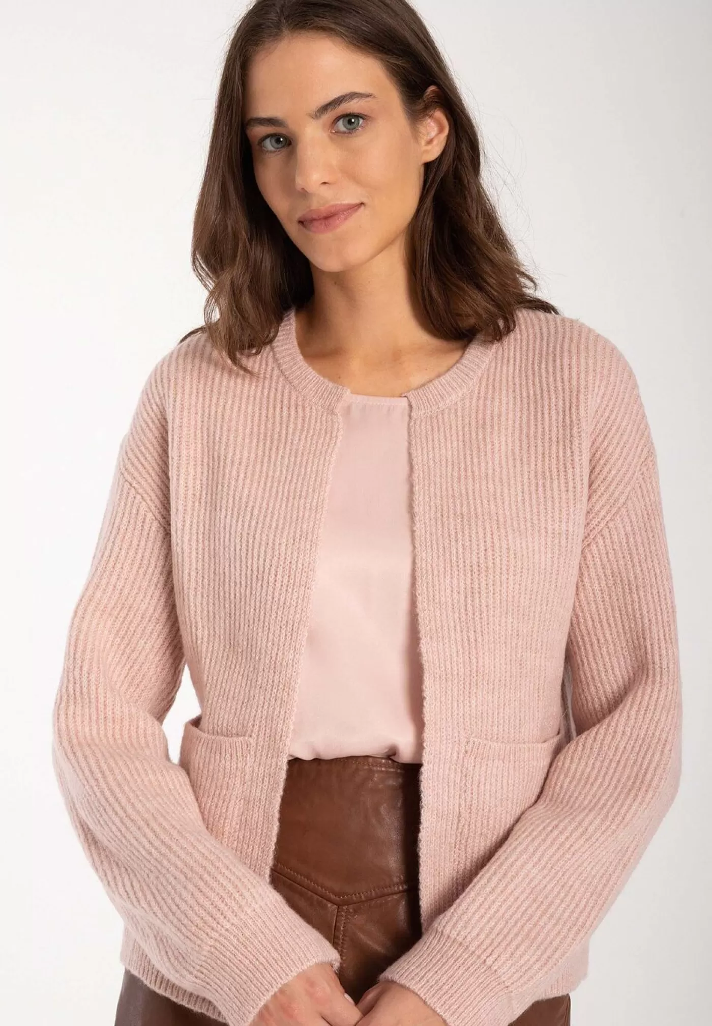 Flash Sale MORE&MORE Rippen-Strickjacke, rosé, Herbst-Kollektion rosa