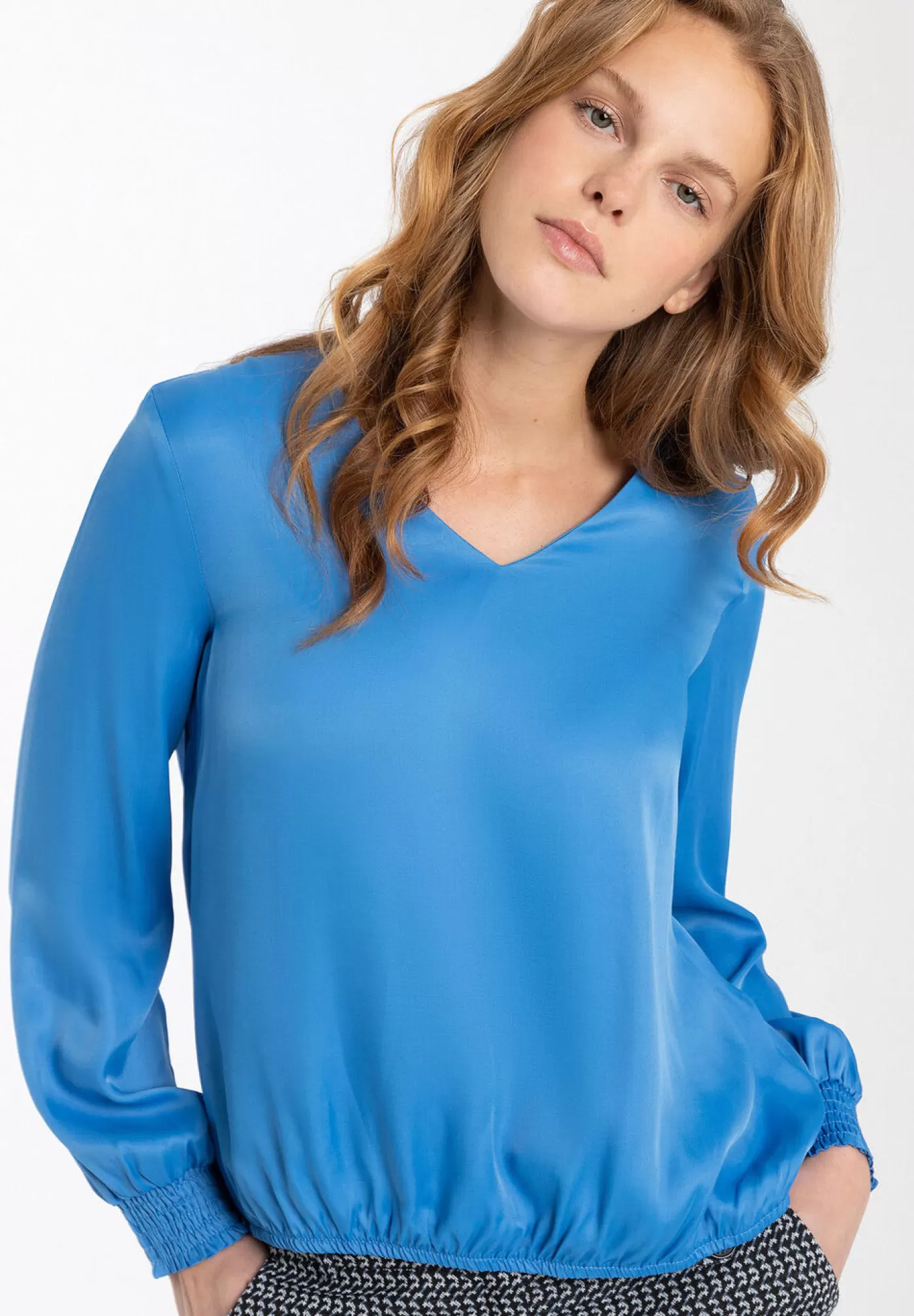 Clearance MORE&MORE Satinbluse, , Winter-Kollektion blau