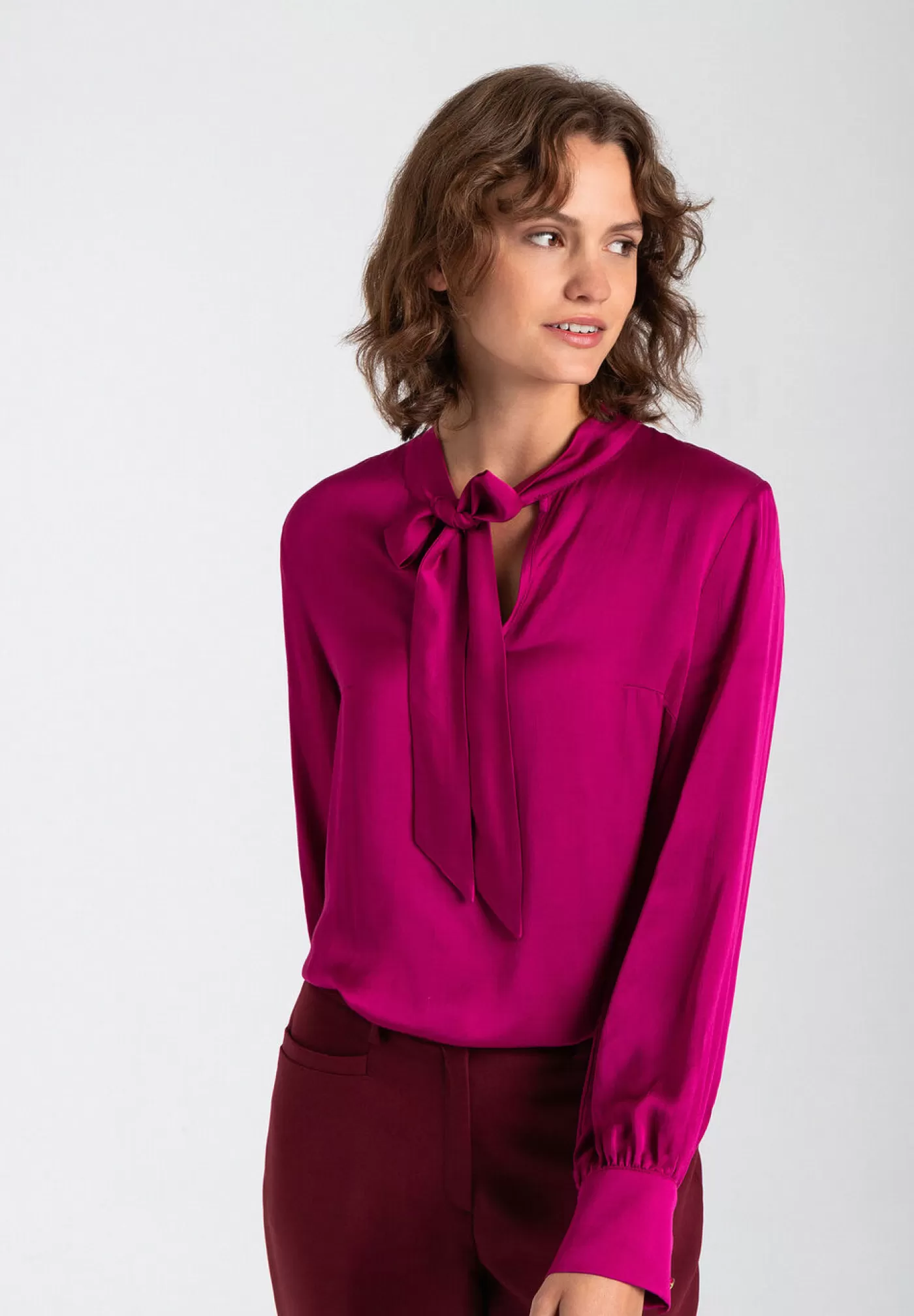 Best Sale MORE&MORE Satinbluse, bright orchid, Herbst-Kollektion pink