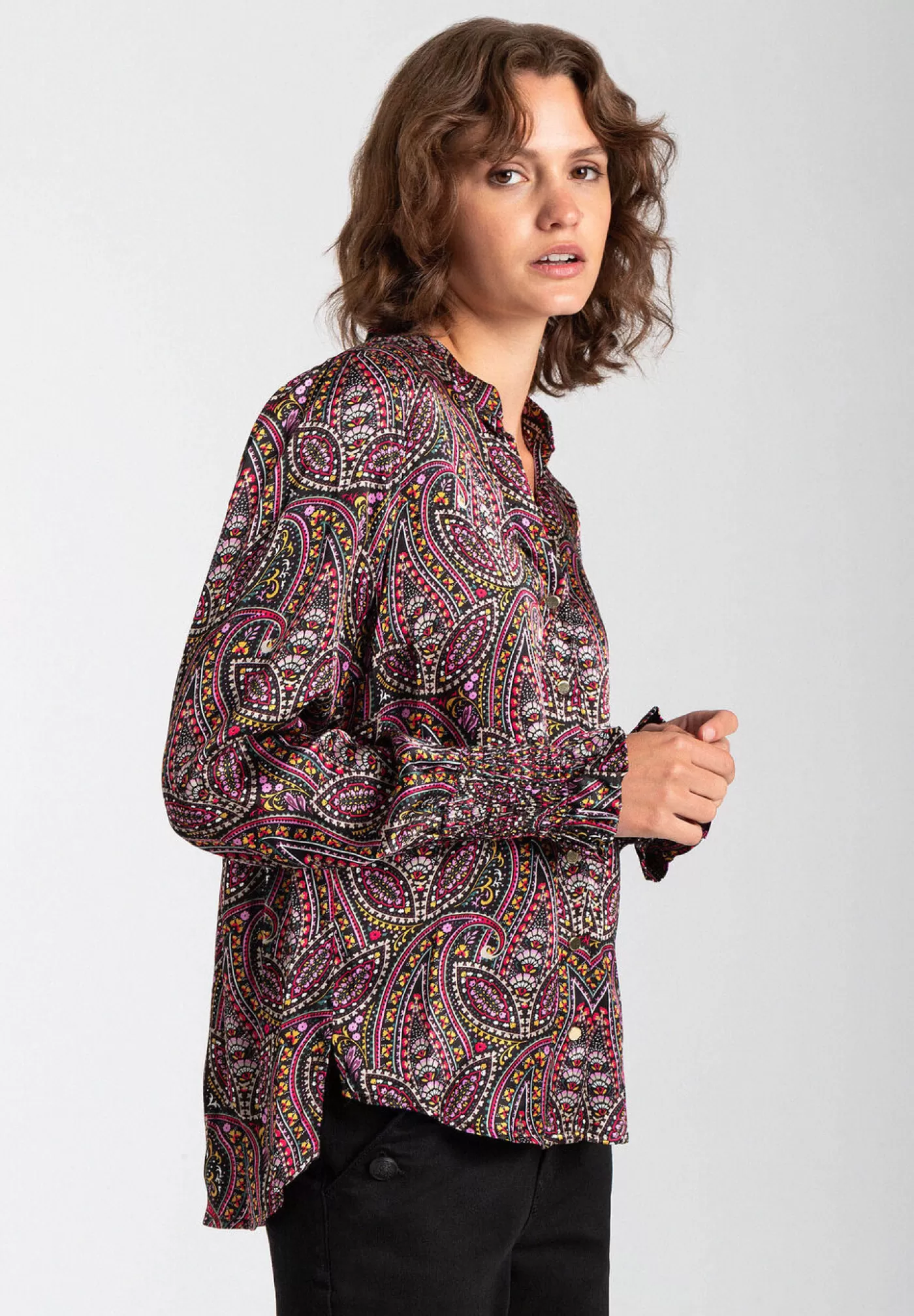 Store MORE&MORE Satinbluse, Paisleyprint, Herbst-Kollektion schwarz