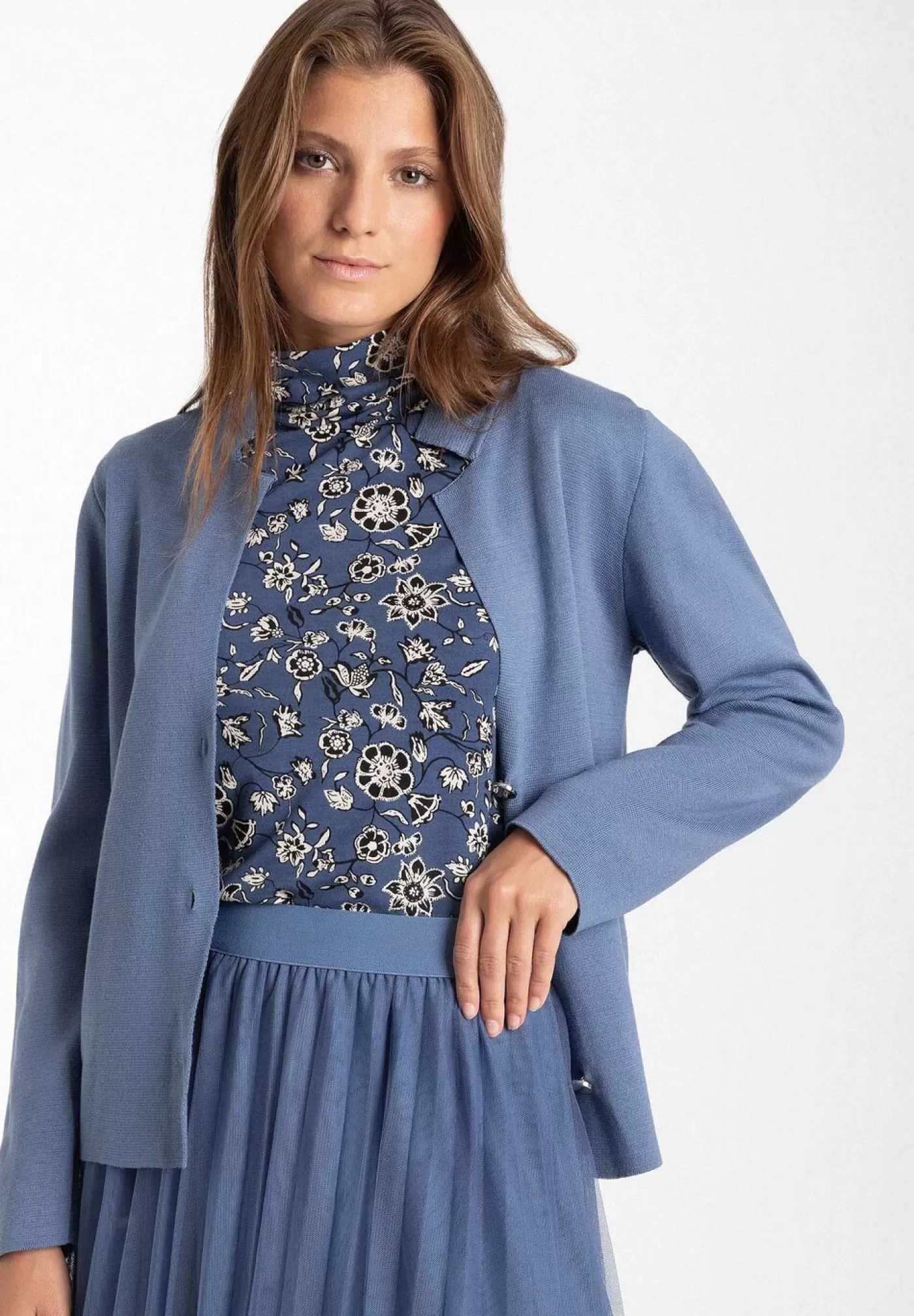 Discount MORE&MORE Strickjacke, smoke blue, Herbst-Kollektion blau