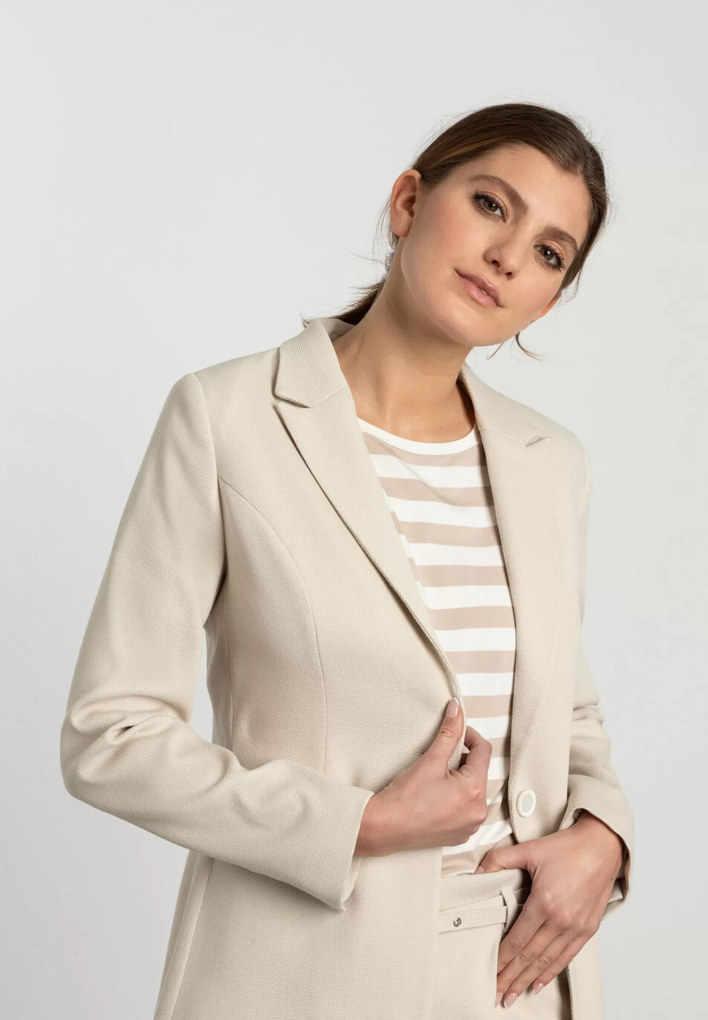 Flash Sale MORE&MORE strukturierter Blazer, almond, Frühjahrs-Kollektion ecru