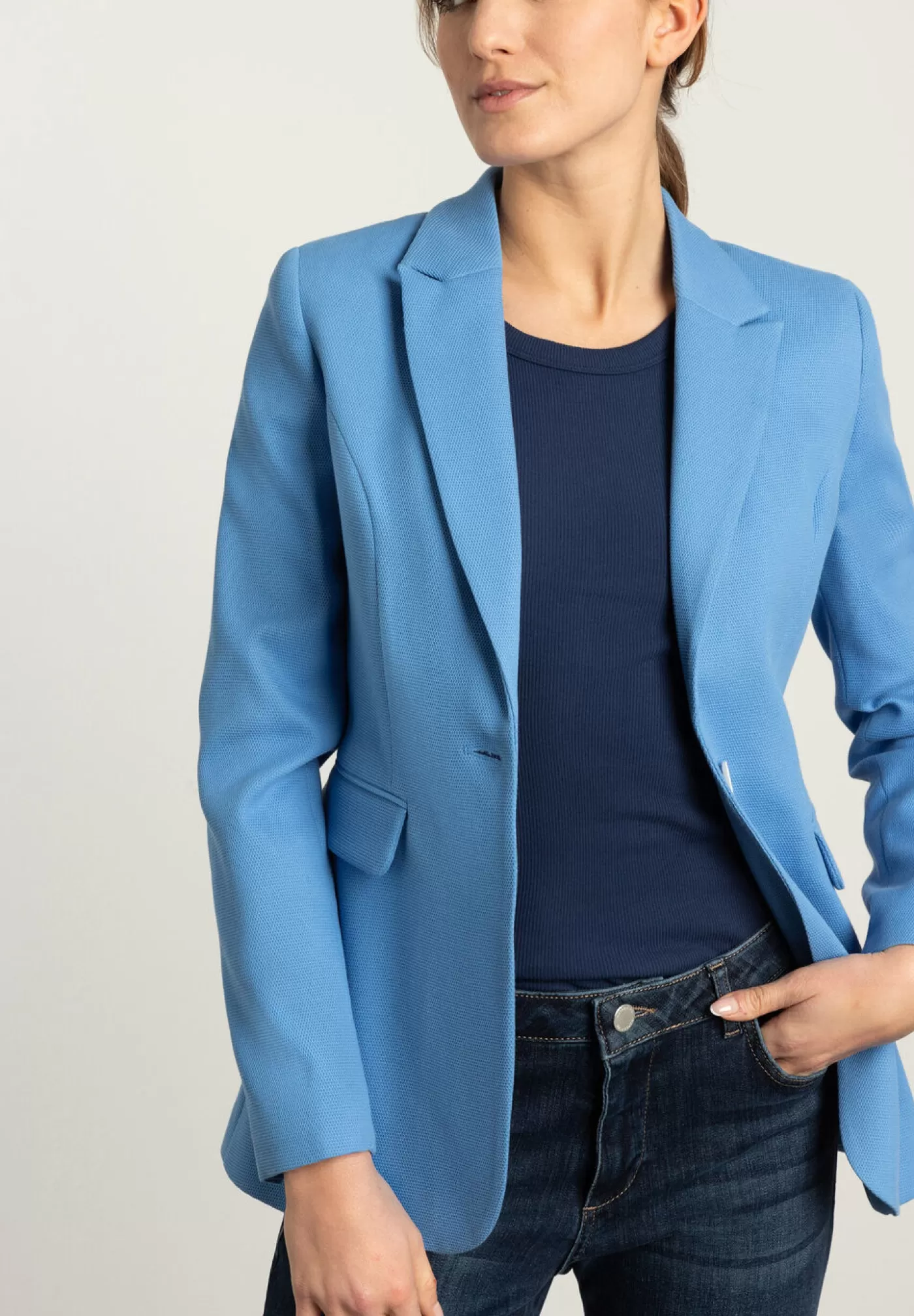 Sale MORE&MORE strukturierter Blazer, blue breeze, Frühjahrs-Kollektion hellblau