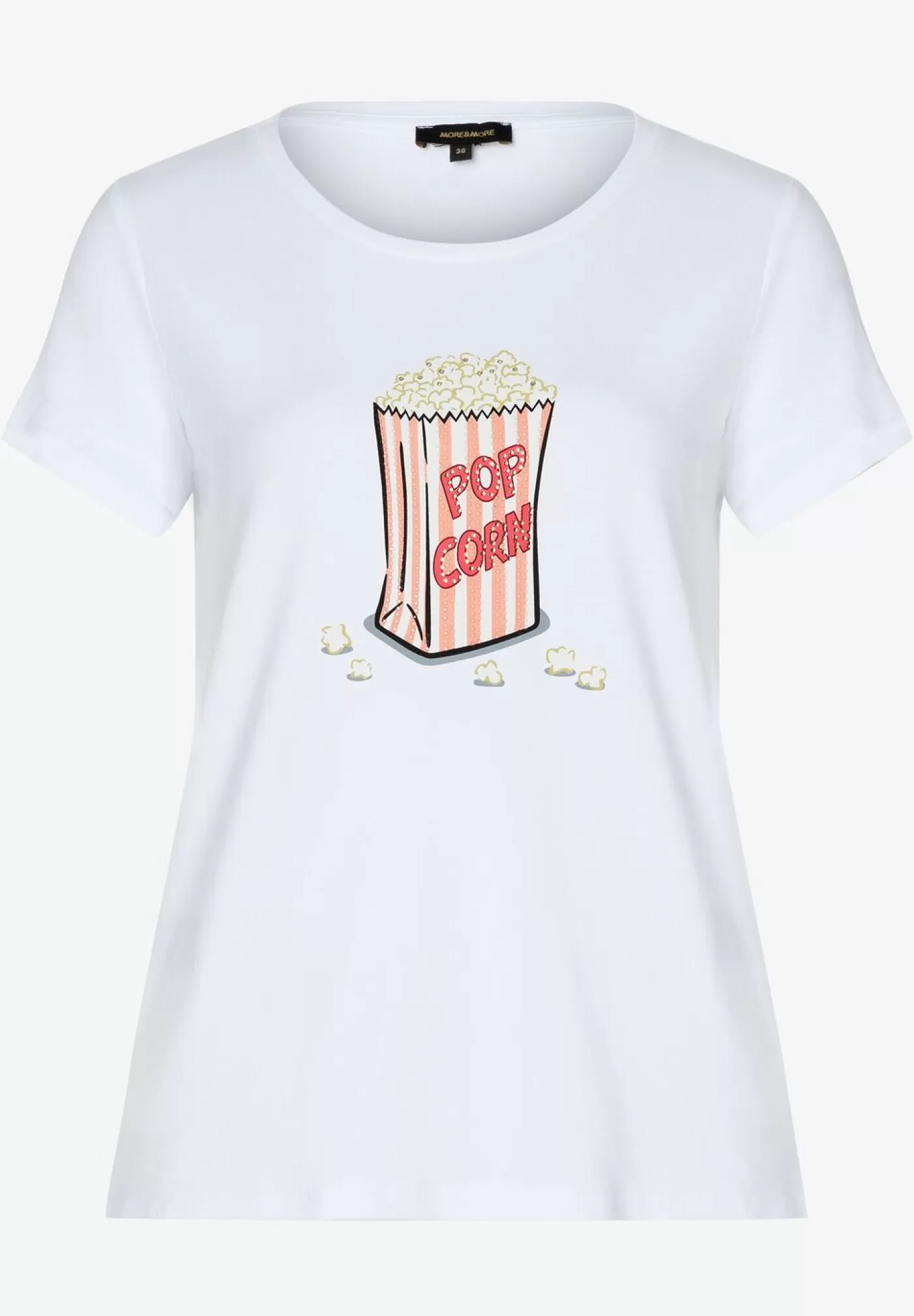 Fashion MORE&MORE T-Shirt mit "Popcorn"-Frontprint, weiß, Frühjahrs-Kollektion weiss