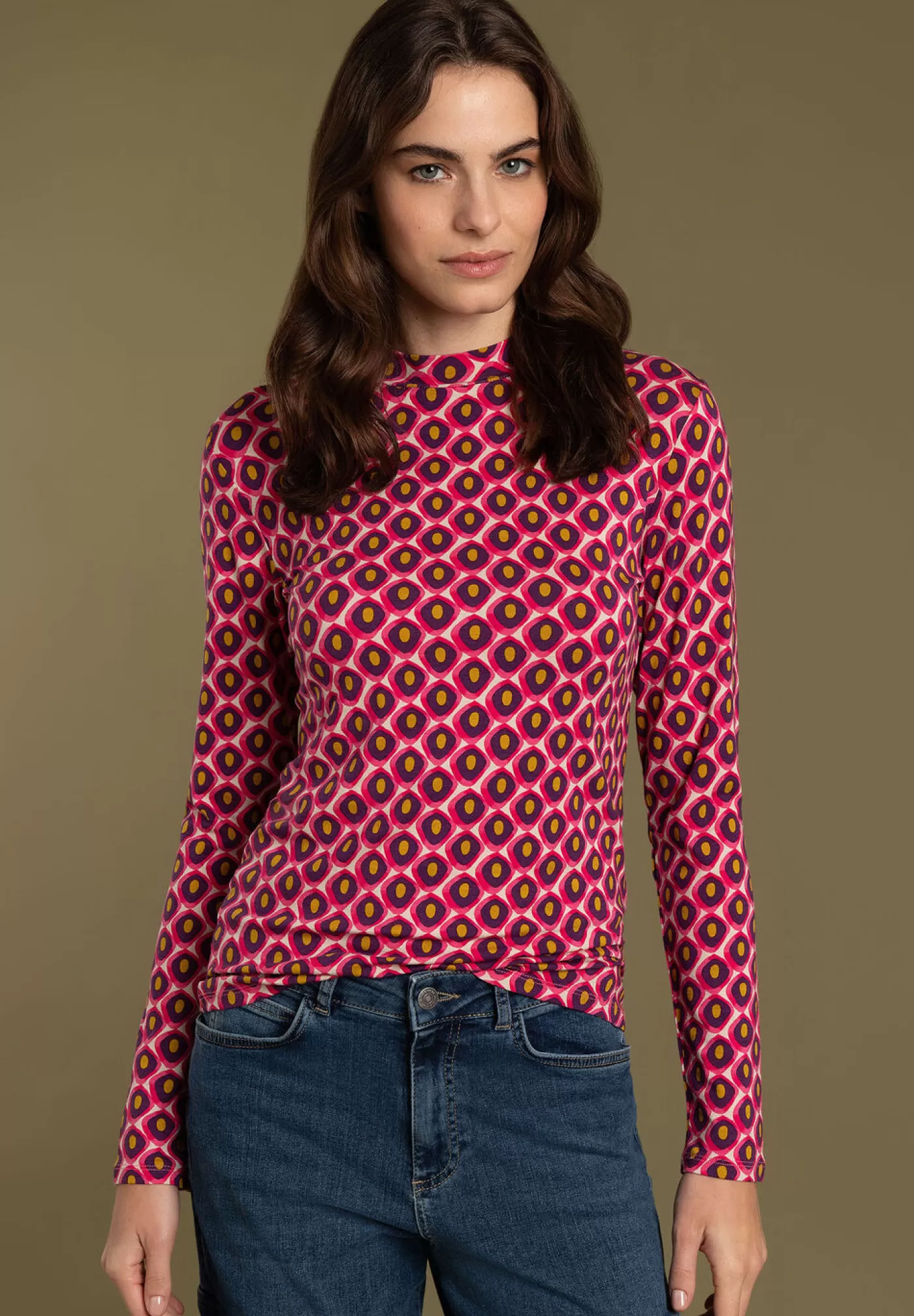 Best Sale MORE&MORE Turtleneck-Shirt, /pink/lila/gelb, Winter-Kollektion ecru